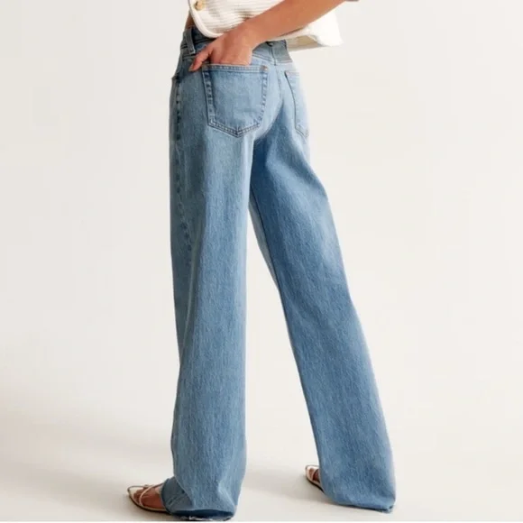 Abercrombie & Fitch Vintage Low Rise Stretch Baggy Jean Medium Wash Size 31/12R - Picture 2 of 13